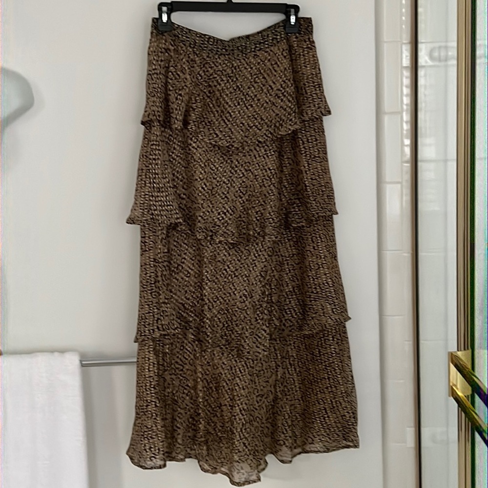 Metallic Leopard Print layered maxi skirt size medium